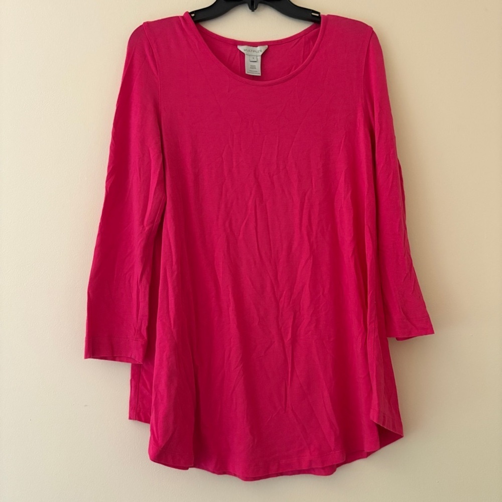 Multiples Hot Pink Long Sleeve Tunic Top Small